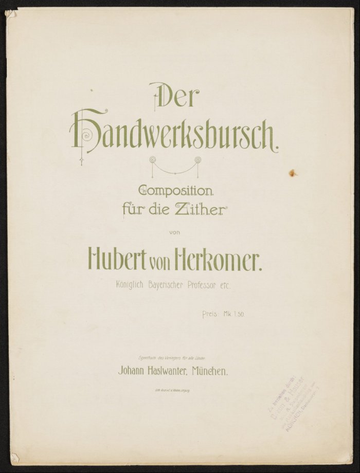 Der Handwerksbursch. Composition für die Zither