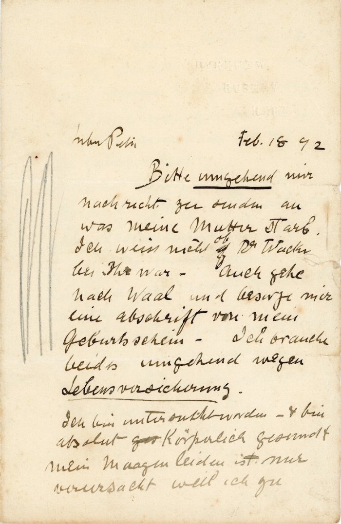 Brief an Peter Herkomer
