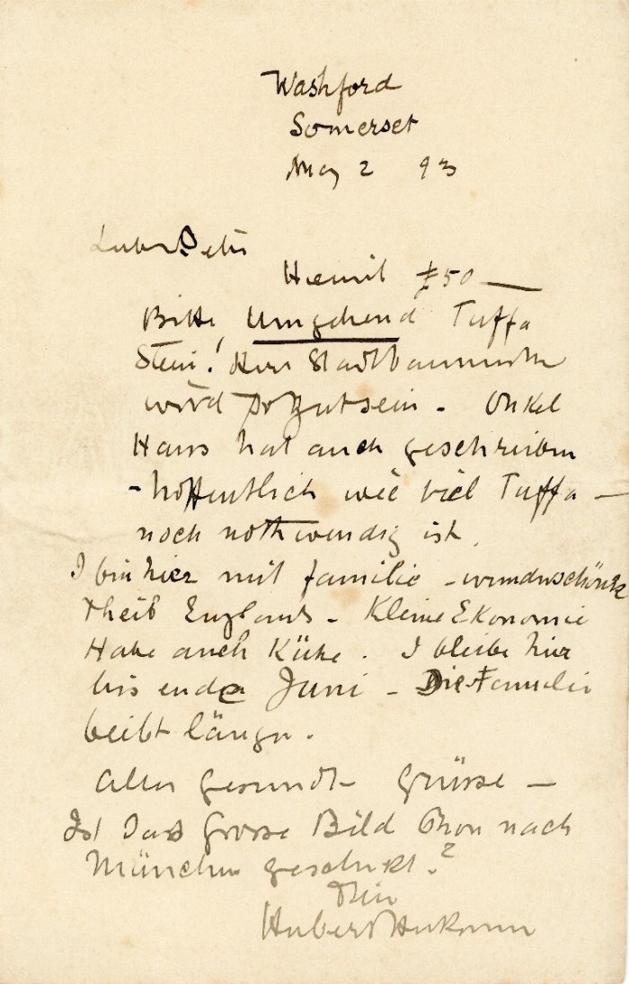 Brief an Peter Herkomer