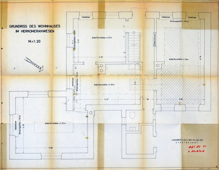Grundriss des Wohnhauses im Herkomeranwesen