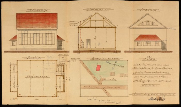 Bauplan zu einem Maler-Atelier