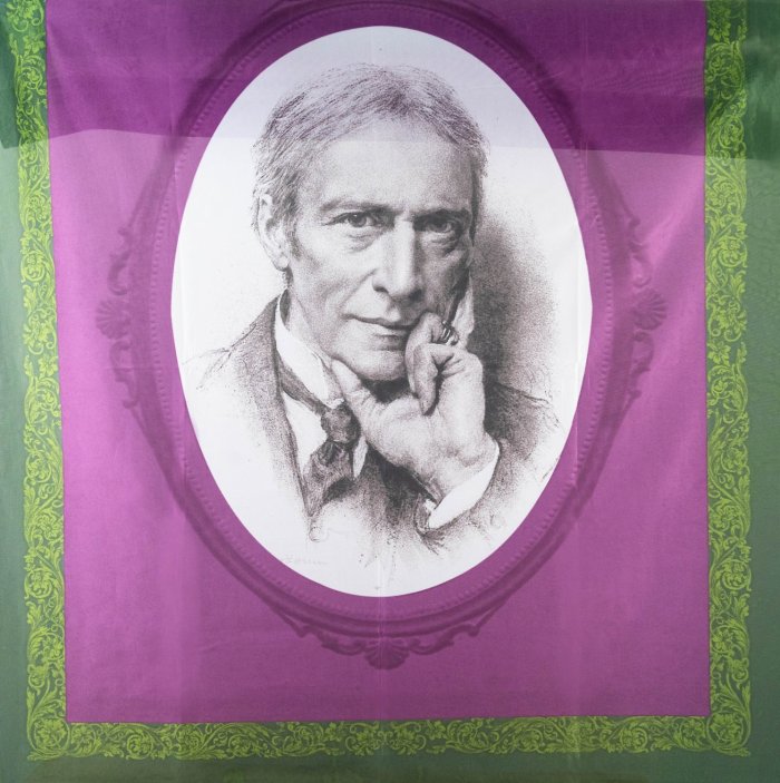 Fahne mit dem Porträt von Hubert von Herkomer