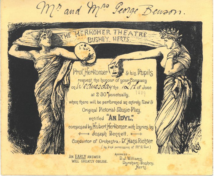 Einladungskarte - The Herkomer Theatre Bushey. Herts