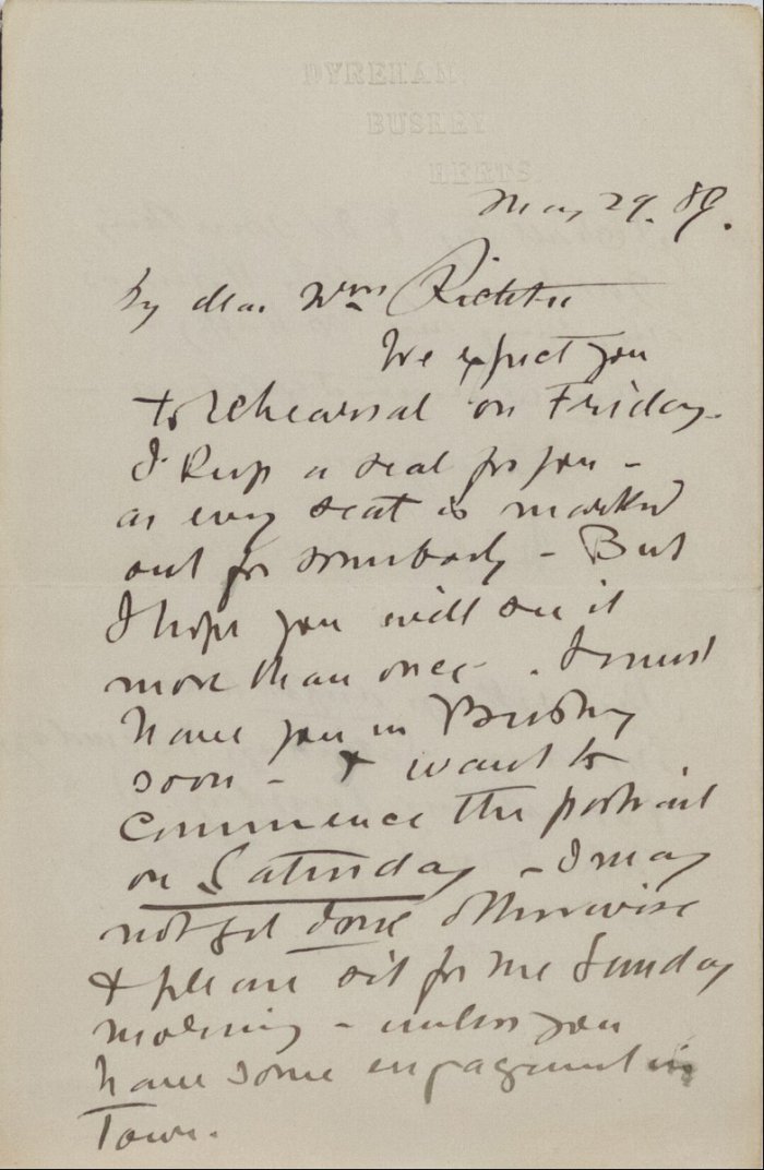 Brief an Mrs. Richter