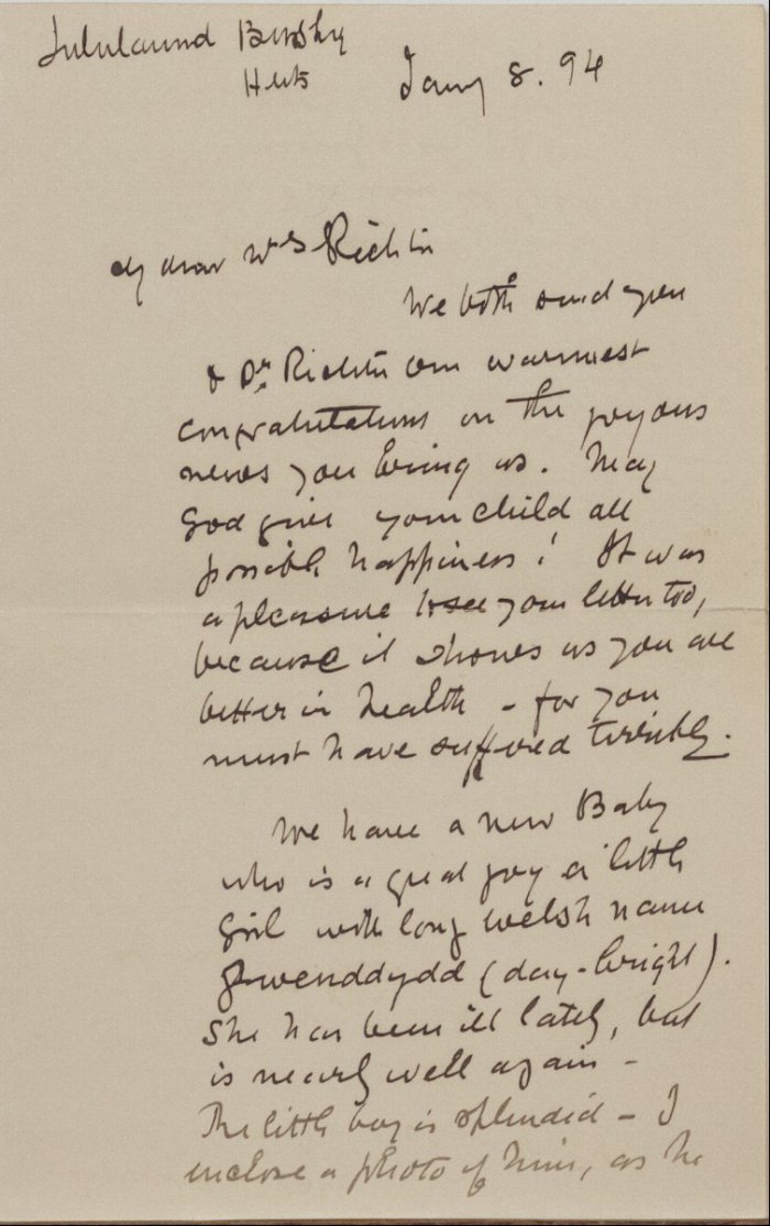 Brief an Mrs. Richter