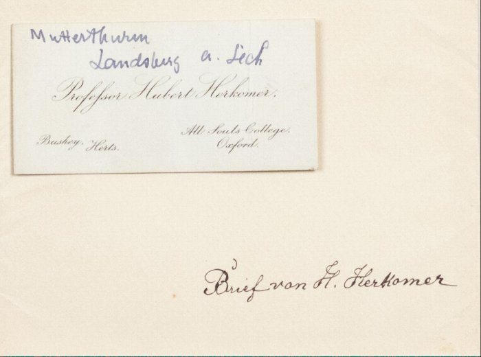 Visitenkarte von Professor Hubert Herkomer