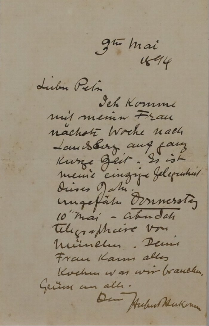 Brief an Peter Herkomer